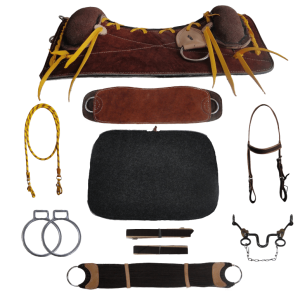 Arreio Charuto Peq. Raspa Amarrado. c/ Fita Completo. Arg. Inox